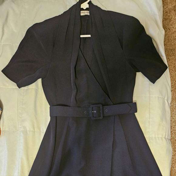Giorgio Armani Dresses & Skirts - Giorgio Armani Le Collezioni Vintage Navy Elegant Wrap Dress 10.